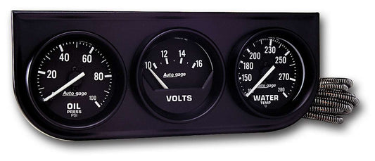 Autometer 2in Black Mech Gauge Pnl 3-Gauge Oil/Volt/Water MPN ATM2397