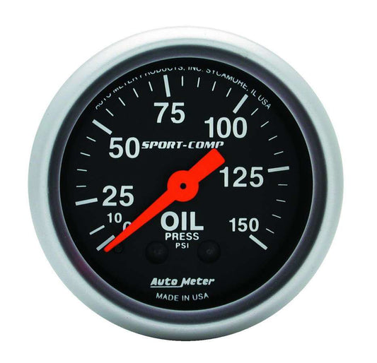 Autometer Sport Comp 2 1/16in Oil 0-150 PSI Mech. MPN ATM3323