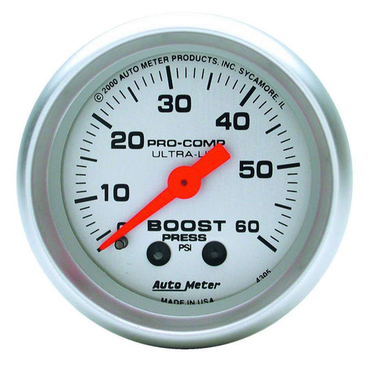 Autometer 2-1/16in U/L Boost Gauge 0-60psi MPN ATM4305