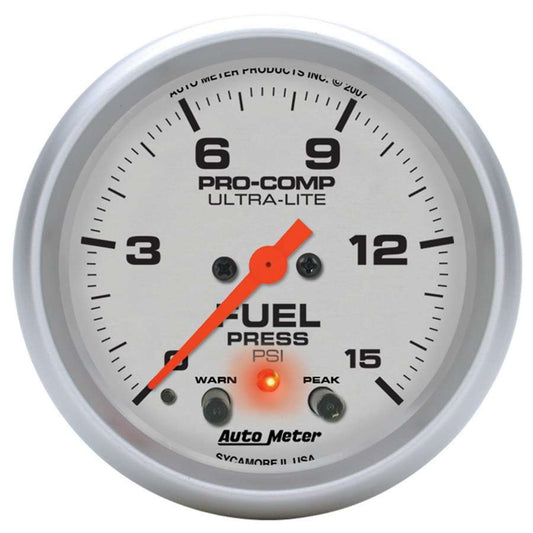 Autometer 2-5/8in U/L Fuel Press. Gauge w/Peak & Warning MPN ATM4470