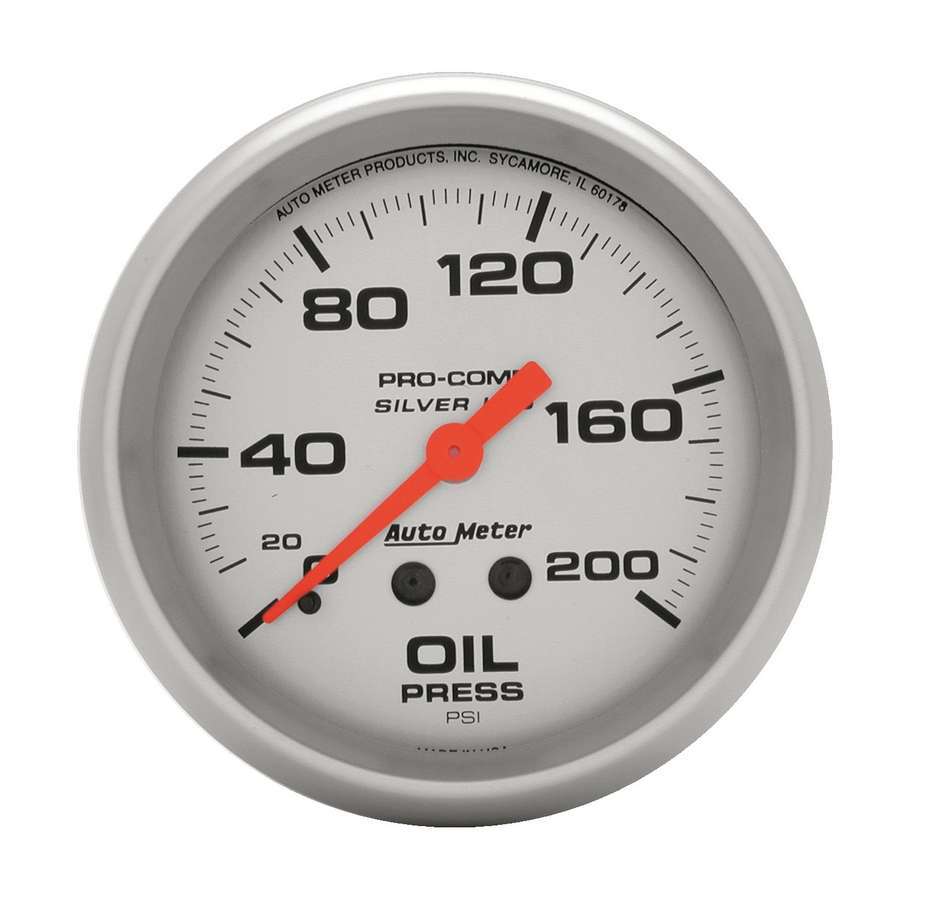 Autometer Pro Comp 2-5/8in Silver Liq-Fill Oil 0-200 PSI MPN ATM4622