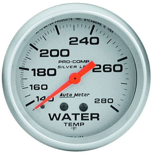 Autometer Pro Comp 2-5/8in Silver Liq-Fill Water 140-280 MPN ATM4631