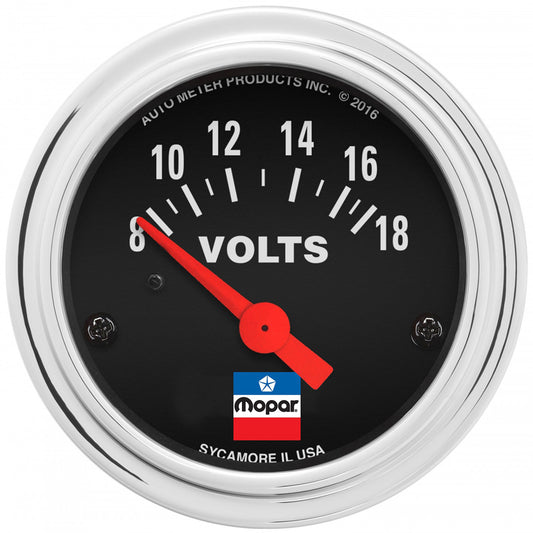 Autometer 2-1/16 Voltmeter Gauge Mopar Logo Series MPN ATM880788 For Mopar