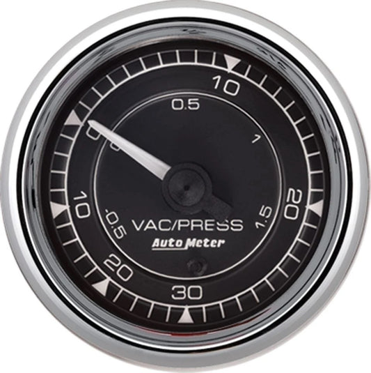 Autometer 2/16 Chrono Chrome Gauge Vac/Boost 30HG/30PSI MPN ATM9703