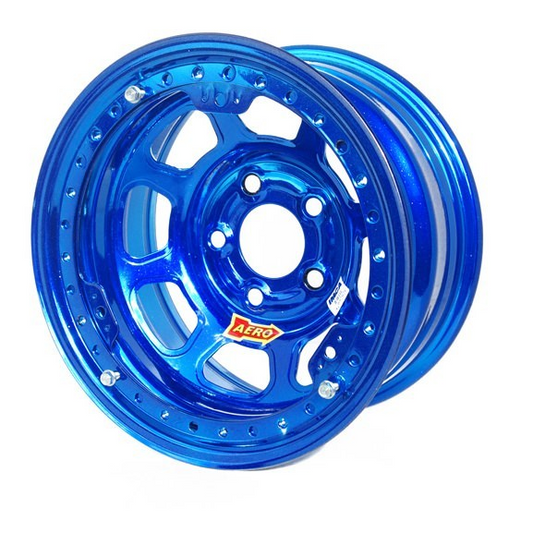 Aero Race Wheels   15x8 4in 5.00 Blue Chrome Beadlock Wheel  ARW53-985040BLU