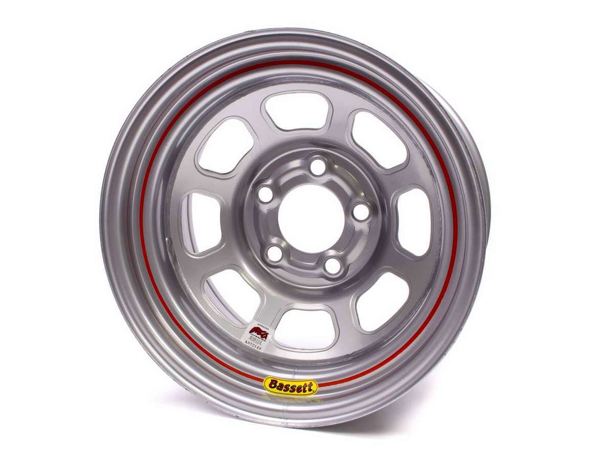 Bassett  15X8 IMCA Wheel D-Hole Silver 5x5 58D51IS