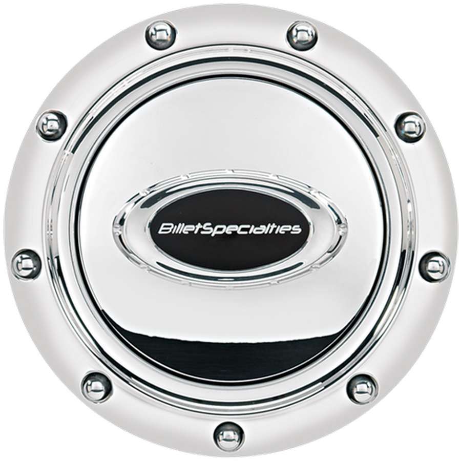 Billet Specialties  Horn Button Riveted Polished w/Black Logo 32715
