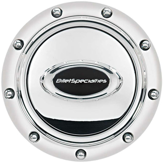 Billet Specialties  Horn Button Riveted Polished w/Black Logo 32715