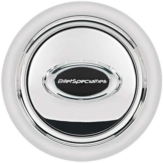 Billet Specialties  Horn Button Smooth Polished w/Black Logo 32725