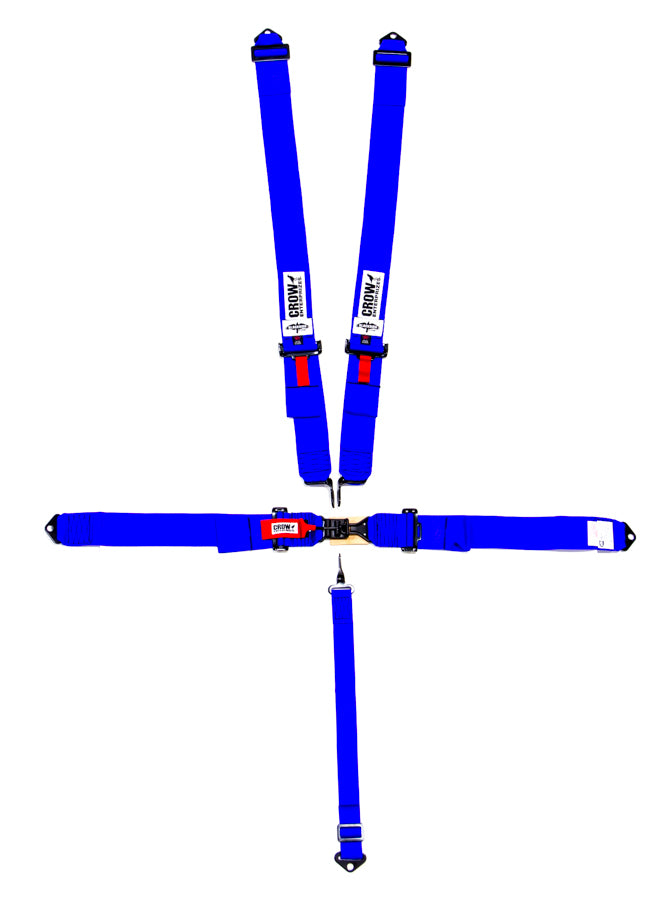 Crow Safety Gear 5-Pt Harness Small Latch Blu Bolt in Blk Hardware MPN CRW11003B