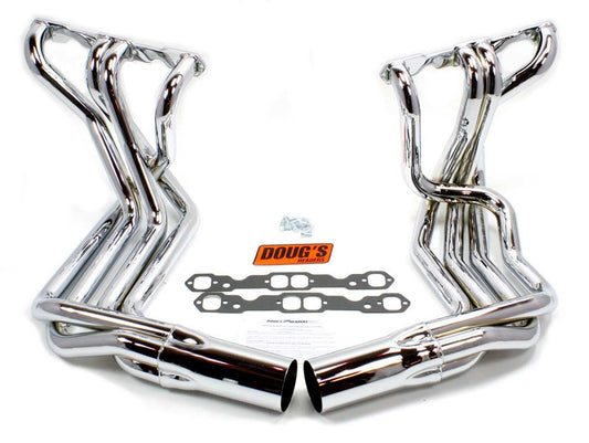Dougs Headers SBC Side Mount Headers - Chrome - 63-82 Vette MPN DGHD380-C For Chevy Corvette 1963-82