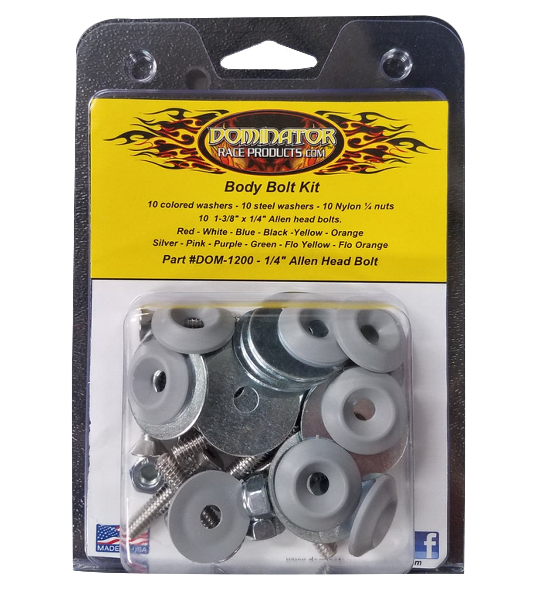 Dominator Race Products   Body Bolt Kit Gray Allen Head  DOM1200-A-GRY