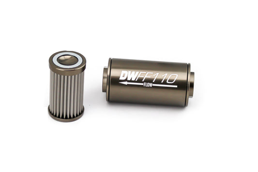 Deatschwerks Fuel Filter 8an Female ORB Ports 110mm Length MPN DWK8-03-110-100K