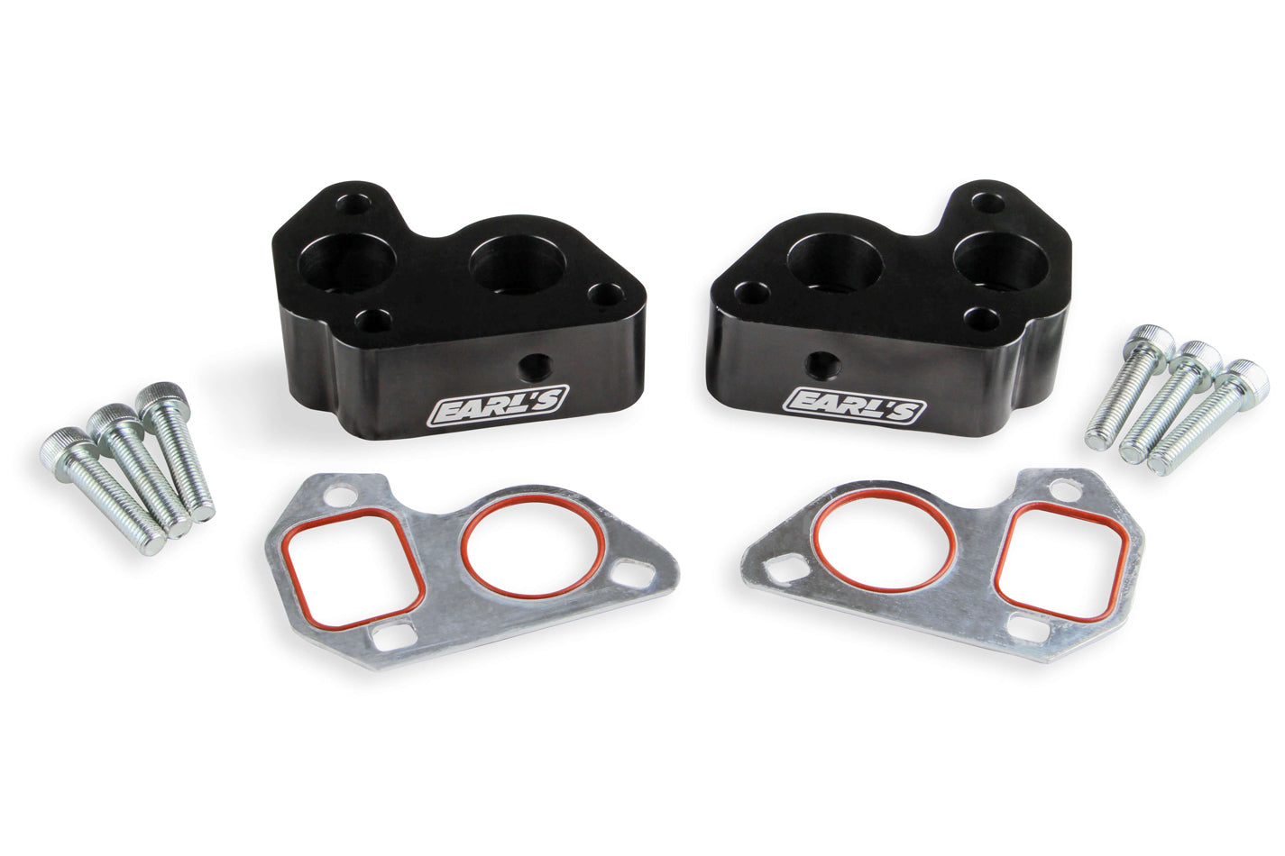 Earls  GM LS Remote Water Pump Adapters (2pk) Black LS0022ERL