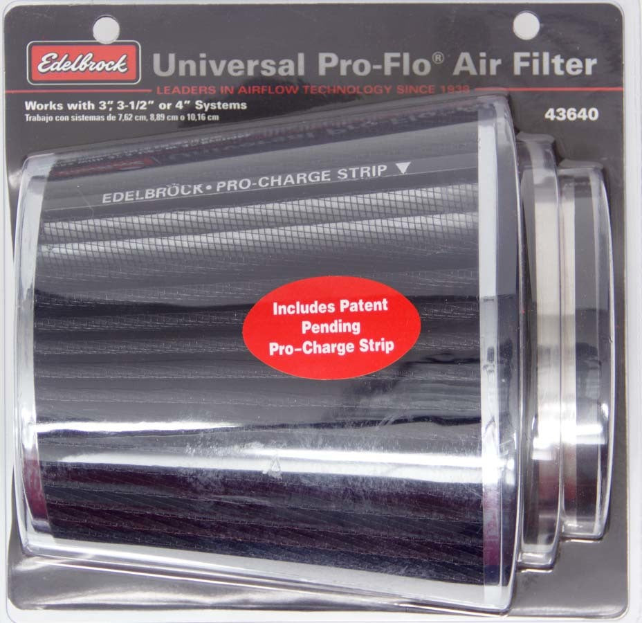 Edelbrock  Pro-Flo Air Filter Cone 6.70 Tall Black/Chrome 43640