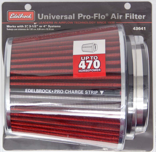 Edelbrock  Pro-Flo Air Filter Cone 6.70 Tall Red/Chrome 43641