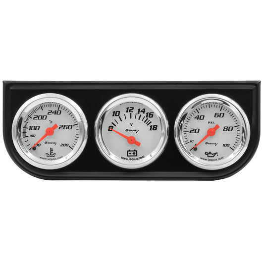 Equus  1-1/2 Dia Triple Gauge Set w/Black Panel E5100