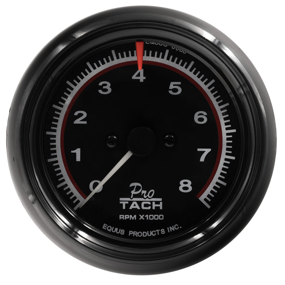 Equus  3-3/8 Dia Tachometer 8000 RPM Black Dial E6088