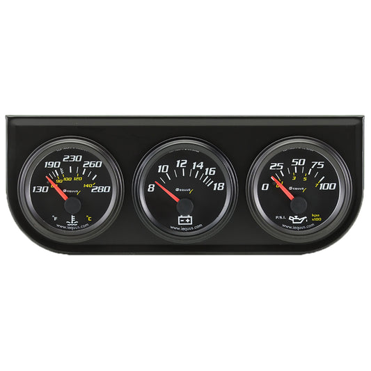 Equus   2.0 Dia Triple Gauge Set w/Black Panel  EQUE6200