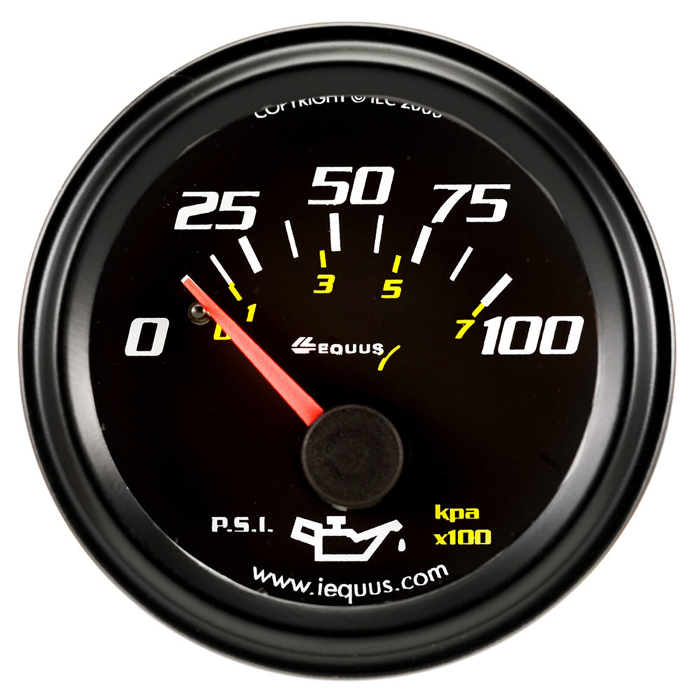 Equus  2.0 Dia Oil Pressure Gauge Black  0-100psi E6234
