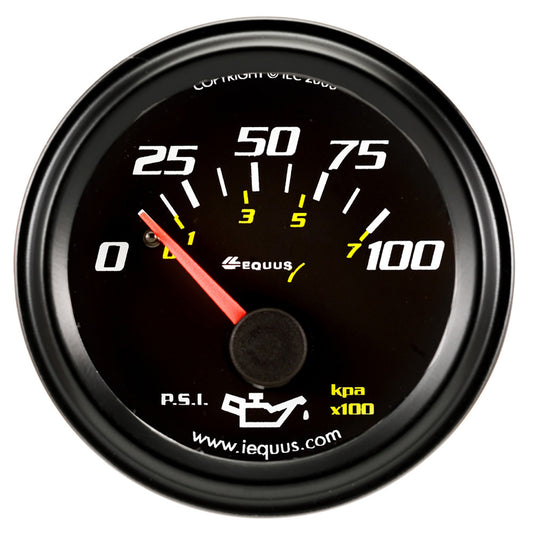 Equus  2.0 Dia Oil Pressure Gauge Black  0-100psi E6234