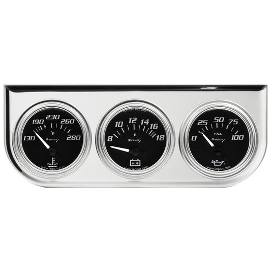 Equus  2.0 Dia Triple Gauge Set w/Chrome Panel E7200