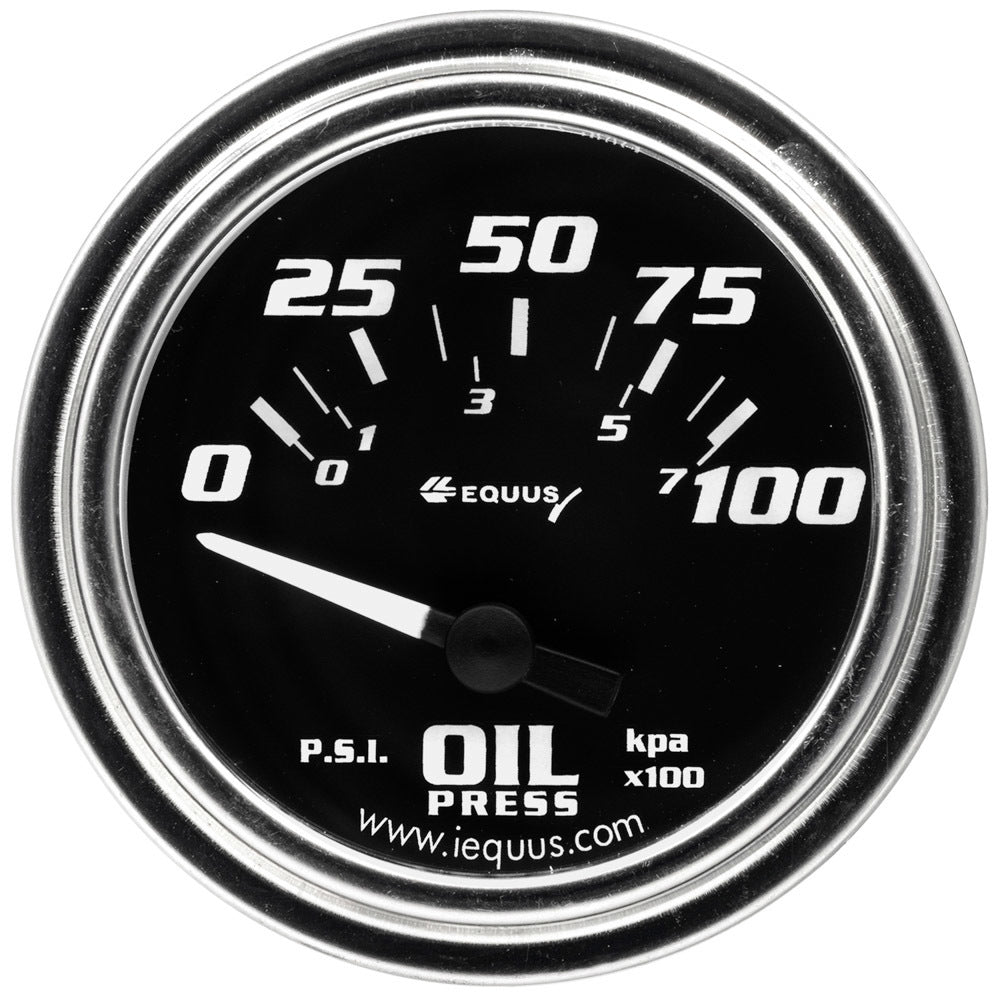 Equus 2.0 Dia Oil Pressure Gauge Chrome 0-100psi MPN EQUE7264
