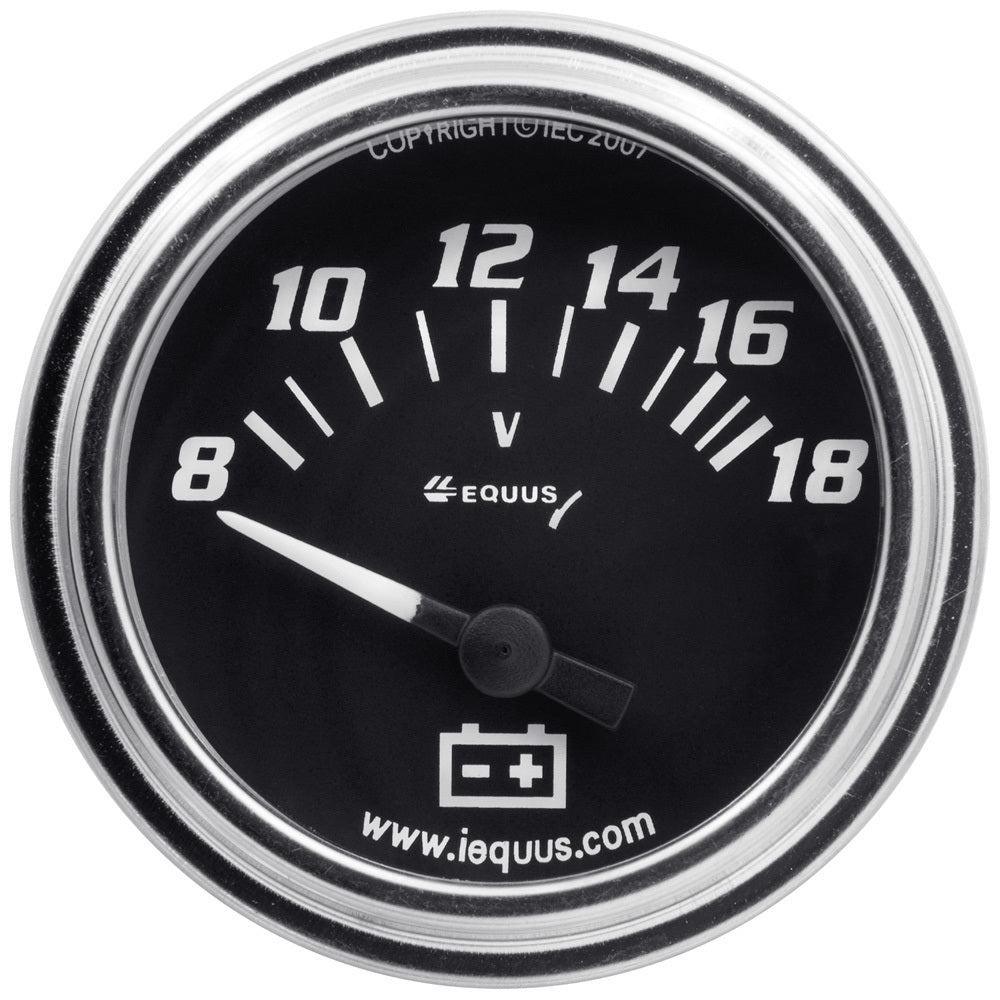 Equus  2.0 Dia Voltmeter Gauge Chrome 8-18 Volts E7268