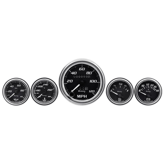 Equus   5-Piece Gauge Set Black Face/Chrome Bezel  EQUE7500