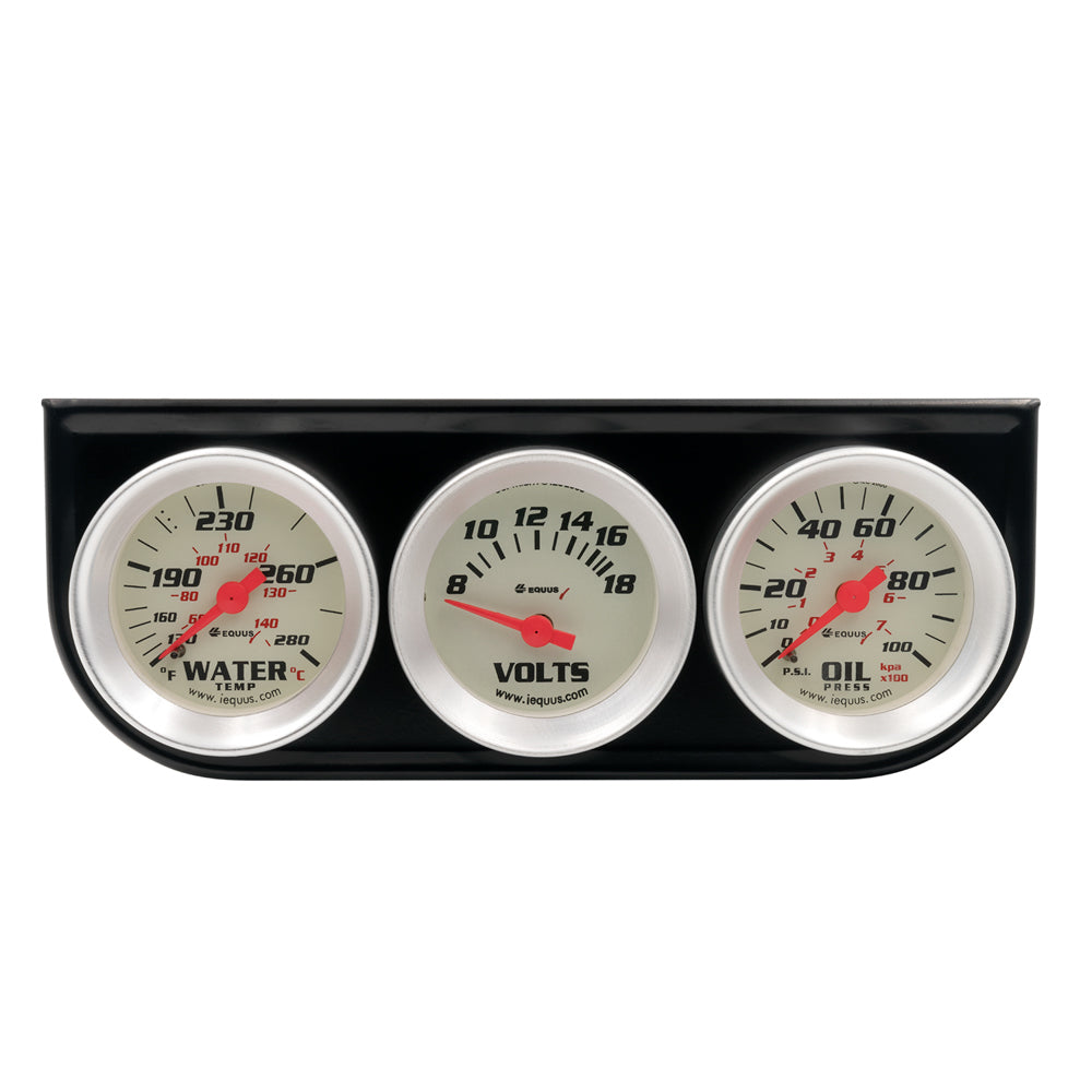 Equus 1-1/2 Dia Triple Gauge Set w/Black Panel MPN EQUE8100