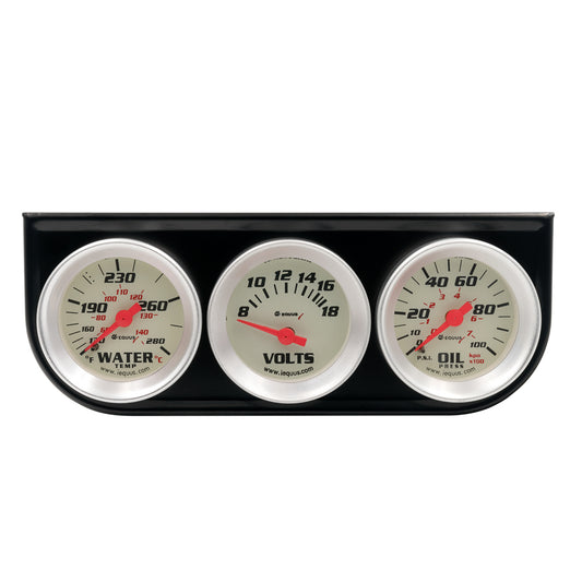 Equus 1-1/2 Dia Triple Gauge Set w/Black Panel MPN EQUE8100