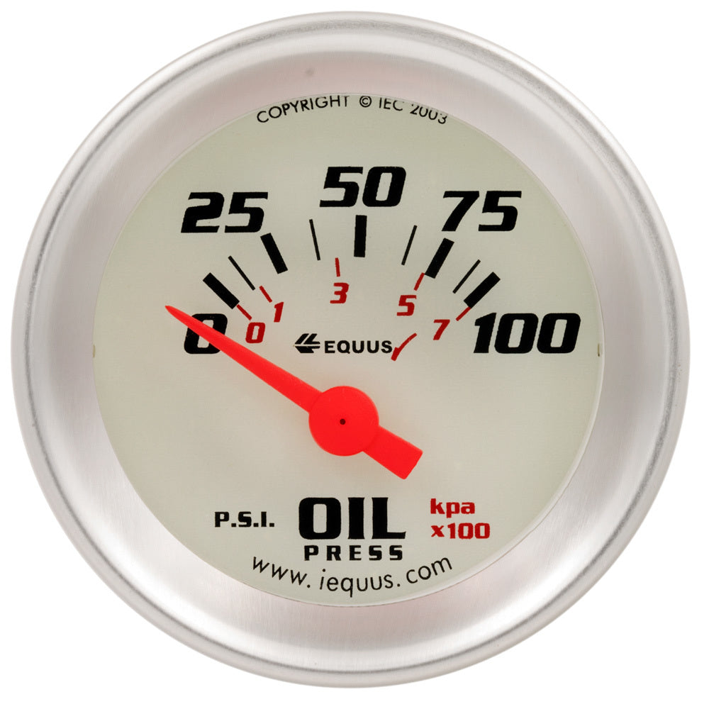 Equus 1-1/2 Dia Oil Pressure Gauge Silver 0-100psi MPN EQUE8164