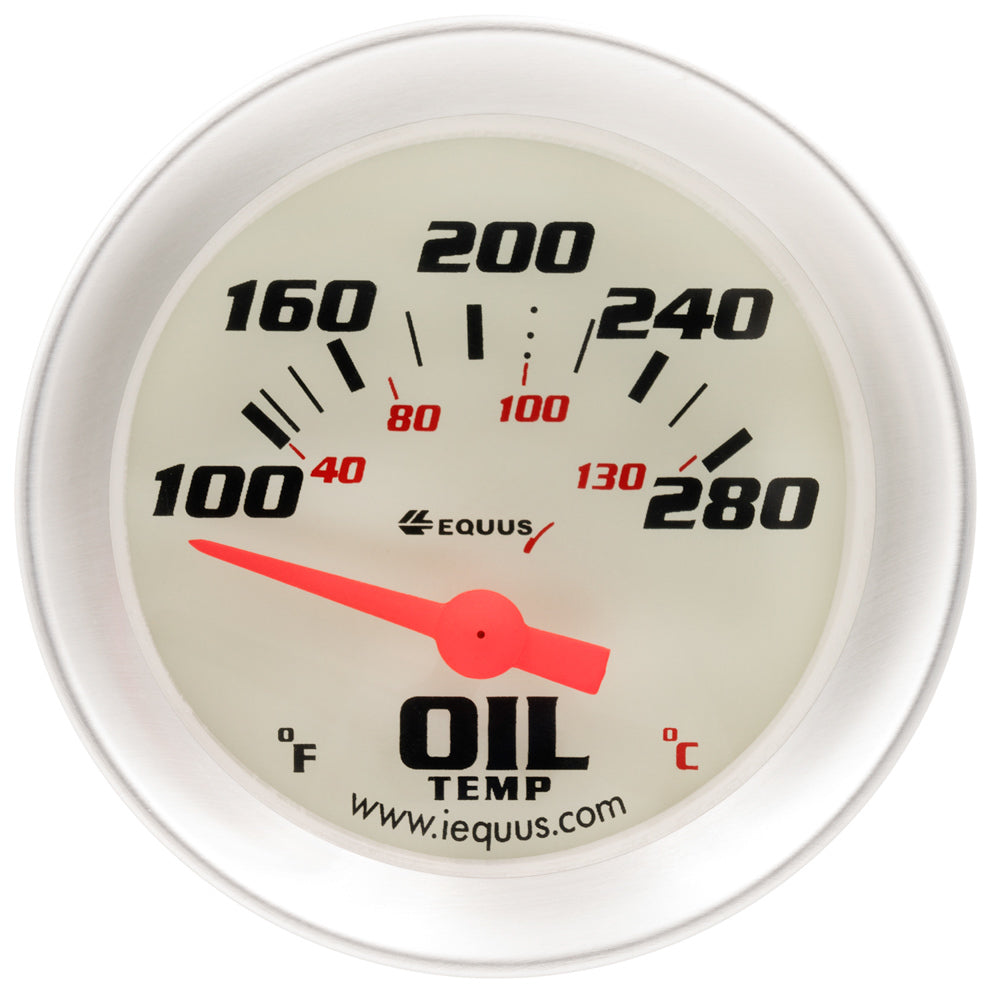 Equus  2.0 Dia Oil Temp Gauge Silver  100-280 E8243