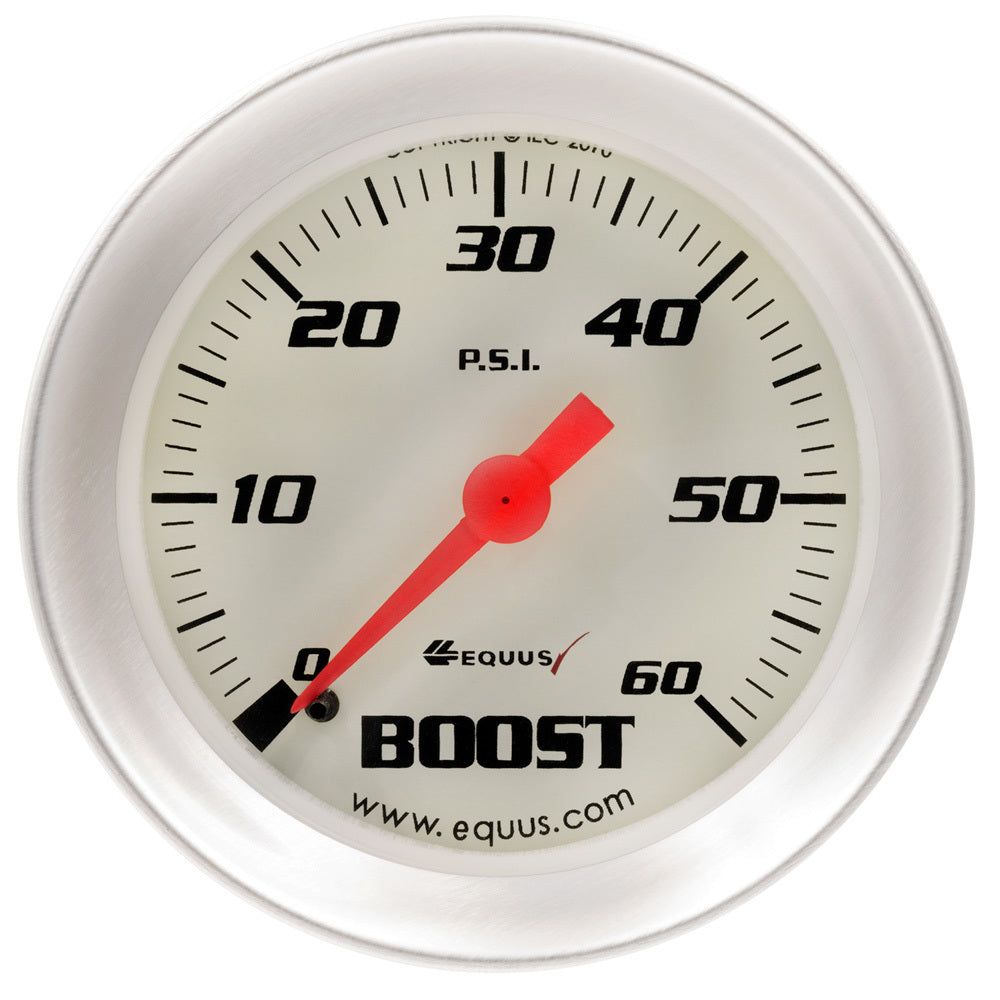 Equus 2.0 Dia Boost Gauge Silver 60psi MPN EQUE8256