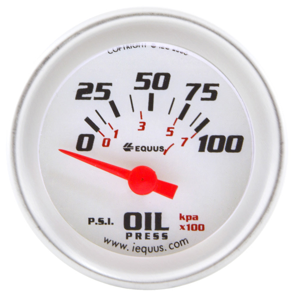 Equus 2.0 Dia Oil Pressure Gauge Silver 0-100psi MPN EQUE8264