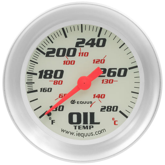 Equus 2-5/8 Dia Oil Temp Gauge Silver 130-280 MPN EQUE8443