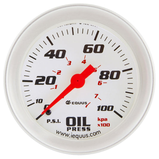 Equus 2-5/8 Dia Oil Pressure Gauge Silver 0-100psi MPN EQUE8444