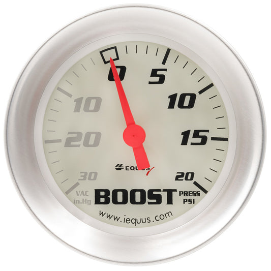 Equus 2-5/8 Dia Vacuum/Boost Gauge Silver 30 HG/20 PS MPN EQUE8457