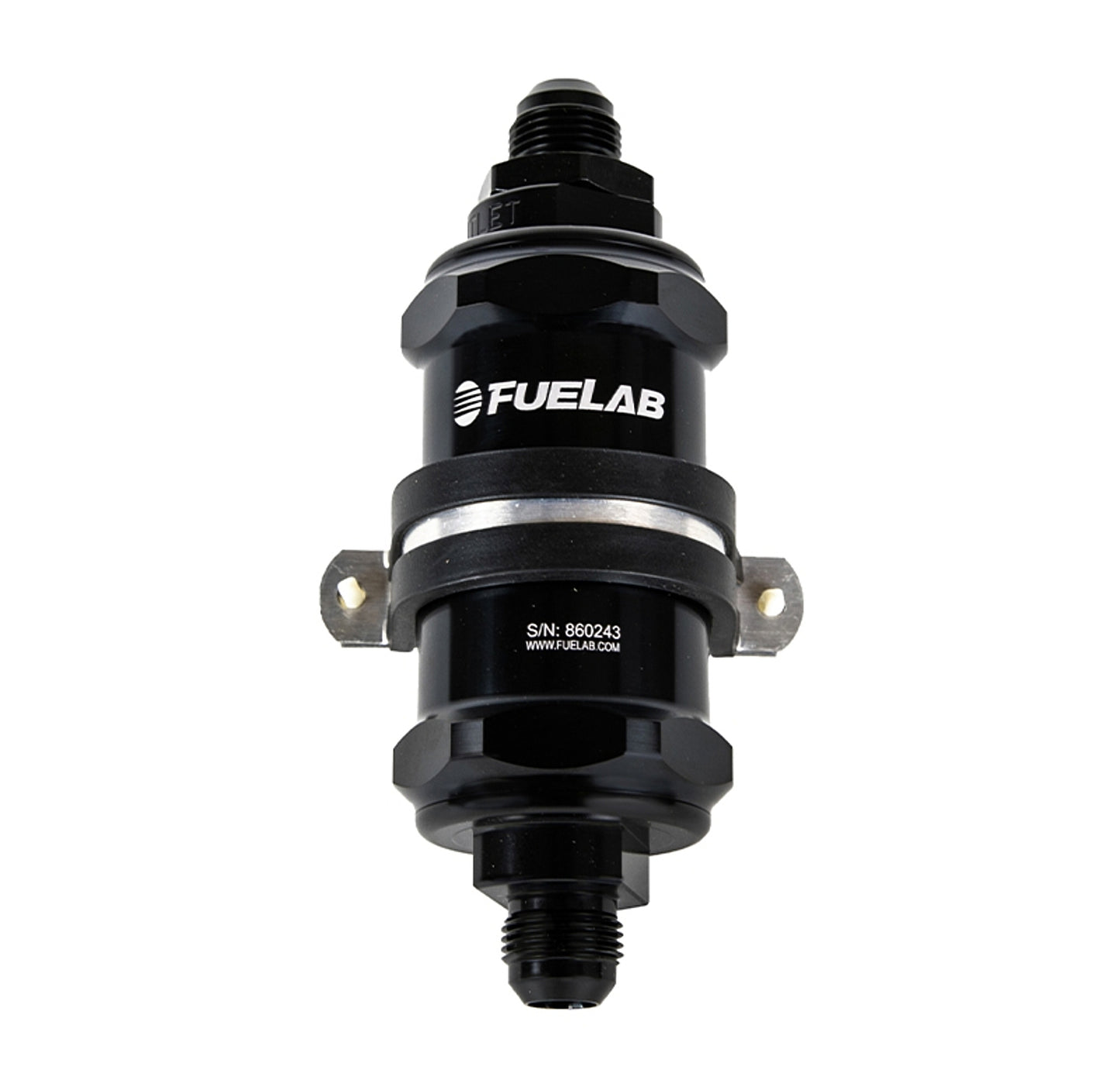 Fuelab Fuel Systems  Fuel Filter In-Line 3in 6 Micron 8AN Chk Valve 84832-1