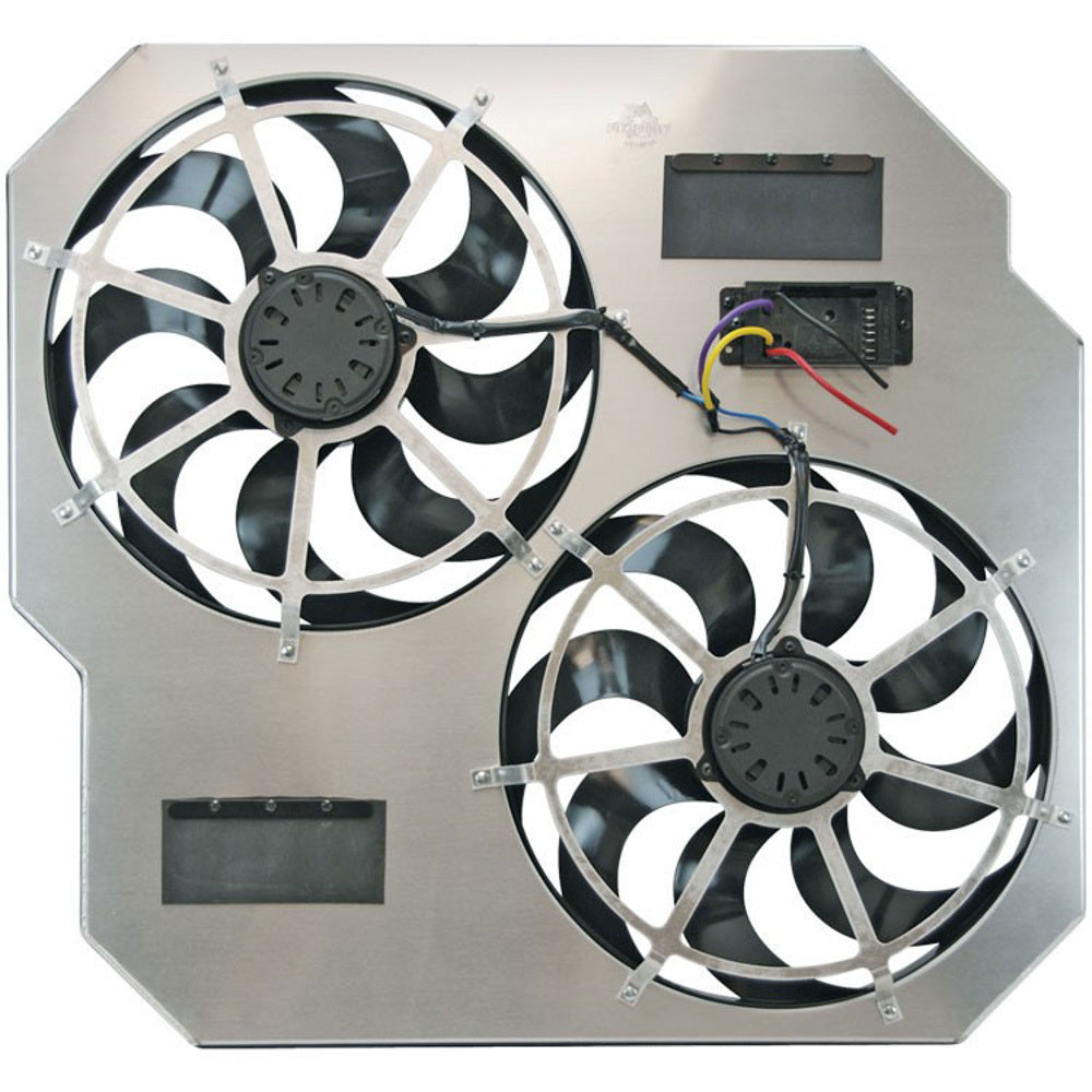 Flex-A-Lite Fan Electric 15in DualSh rouded Puller Controls MPN FLE104641 For Dodge Fullsize Truck RAM Cummins 2003-09