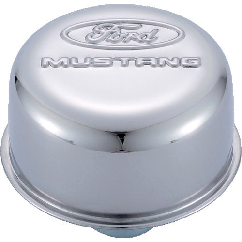 Ford  Chrome Steel Breather W/Ford Mustang Logo 302-220