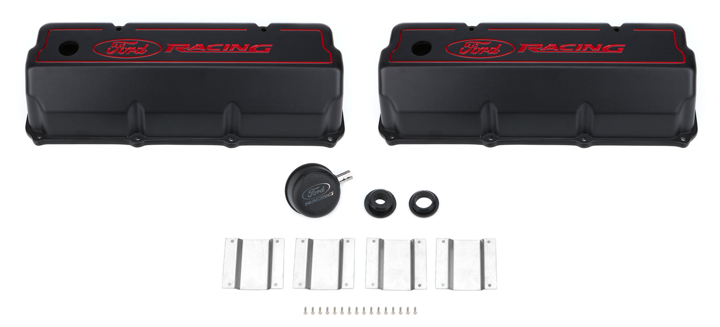 Ford 351C Aluminum Valve Cover Set - Black Finish MPN FRDM6582-Z351B For Ford Cleveland