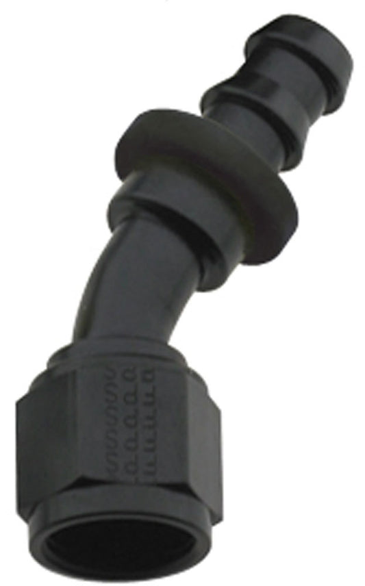 Fragola  Hose Fitting #6 30 Deg Push Lock Black 203006-BL