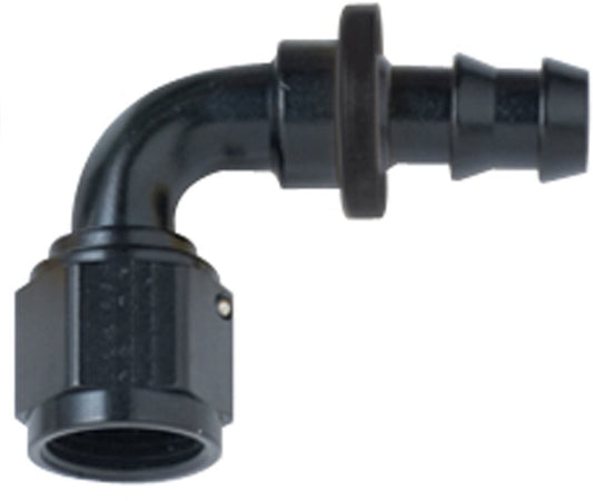 Fragola  Hose Fitting #16 90 Deg Push Lock Black 209016-BL