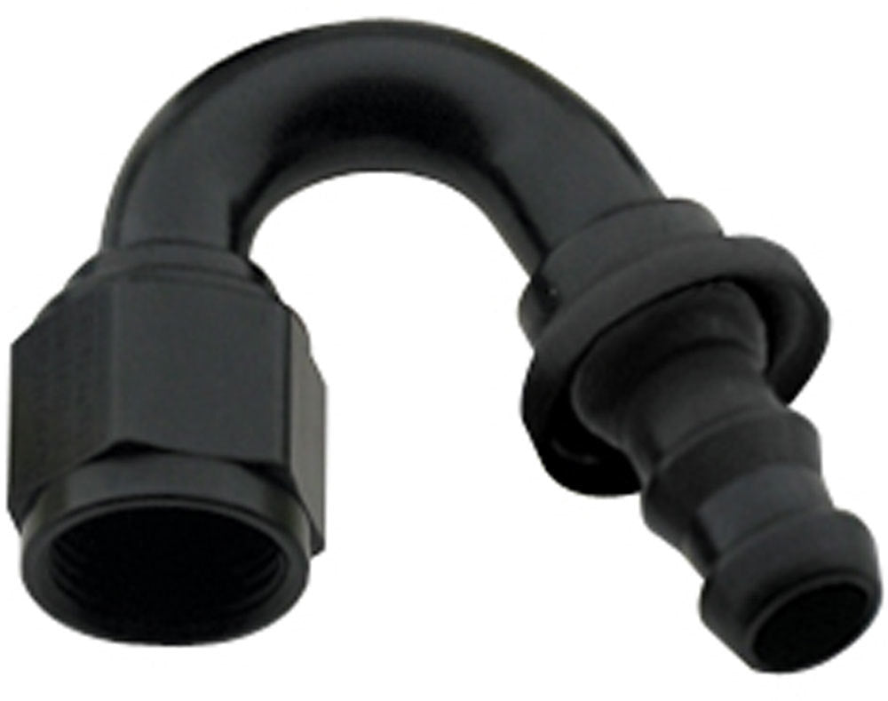 Fragola  Hose Fitting #16 150 Deg Push Lock Black 215016-BL