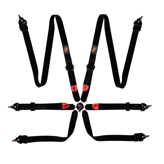 G-Force Harness 6-pt Black 2in Indivd. Shlder P/U Lap MPN GFR7624BK