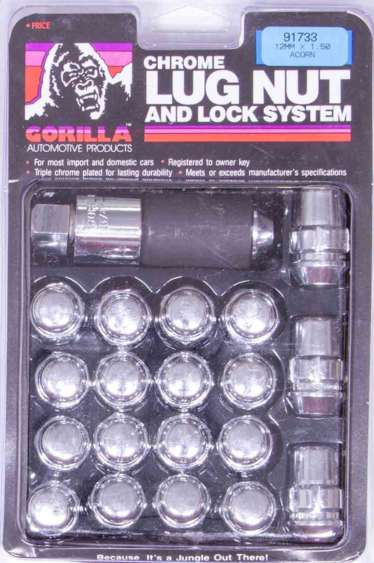 Gorilla  Lug Nut and Lock System 14mmx1.50 Acorn Bulge 91743