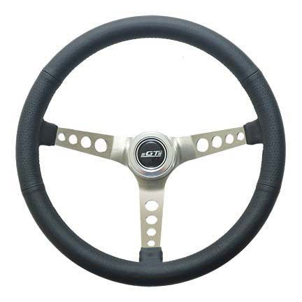 Gt Performance  Steering Wheel Retro Leather Stainless Spokes 35-5445