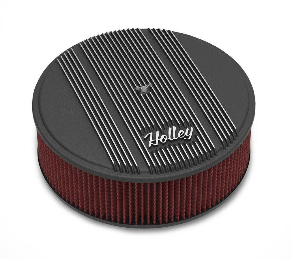 Holley  14x4 Die Cast Finned Alm Air Cleaner  Black 120-157