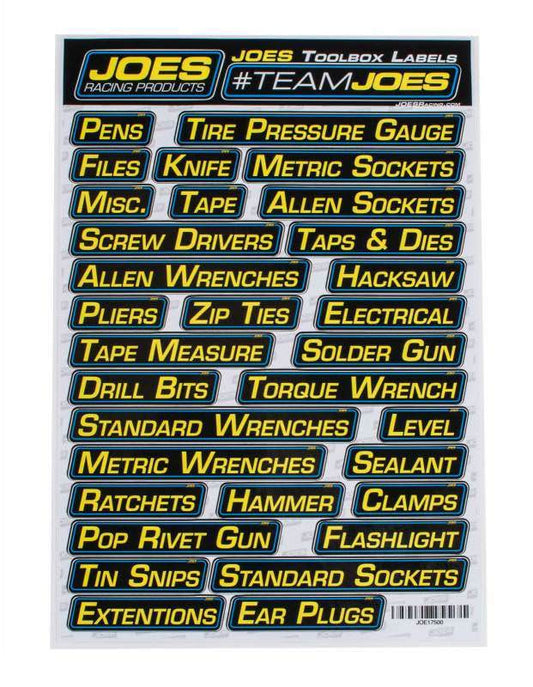 Joes Racing Products  Labels Toolbox  17500